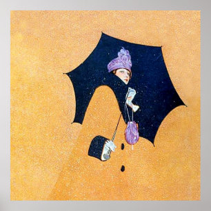 Poster Parapluie et neige par C Coles Phillips
