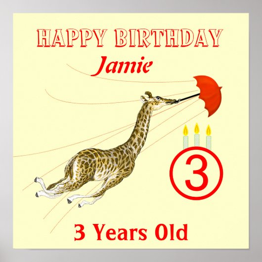 Poster Parapluie Girafe Mignon et Fantaisiste Carte d'ann (Devant)