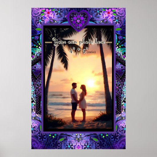 Poster Parapluie violet & coeurs .7 (Devant)