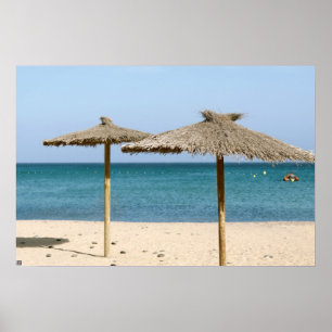 Poster Parapluies de plage en chaume
