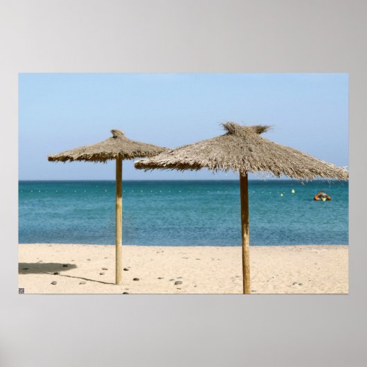 Poster Parapluies de plage en chaume (Devant)