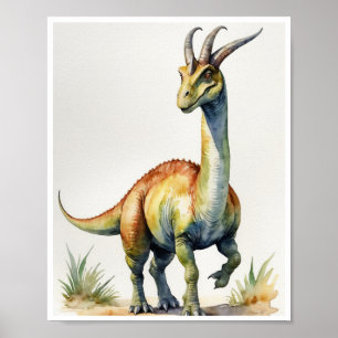 Poster Parasaurolophus Dinosaur Aquarelle peinture