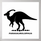 Poster Parasaurolophus Dinosaure Silhouette (Devant)