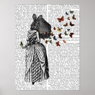 Poster Parasol de lapin et de papillon