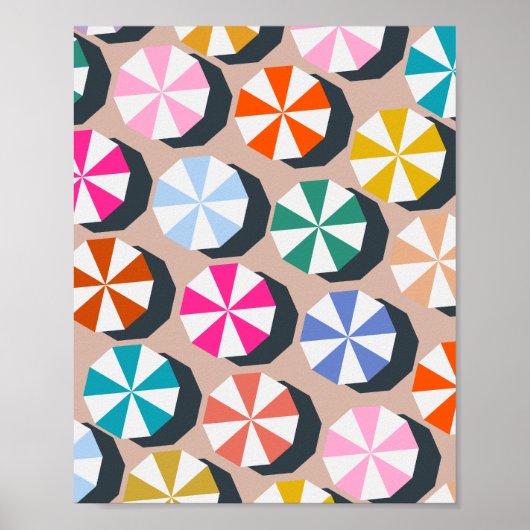 Poster Parasols de plage Côte d'été (Devant)