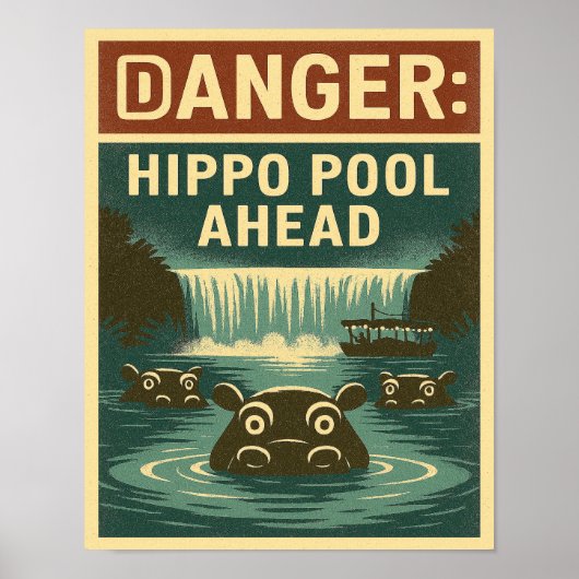 Poster Parc à thème de l'affiche d'hippopotame (Devant)