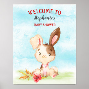 Poster Parc de Baby showers de Bunny Watercolor