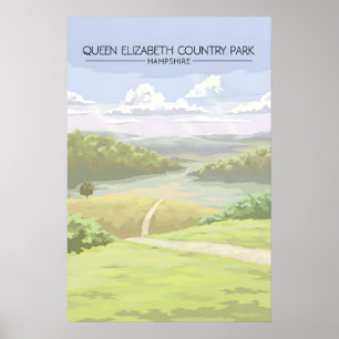 Poster Parc de campagne Queen Elizabeth Hampshire Voyage