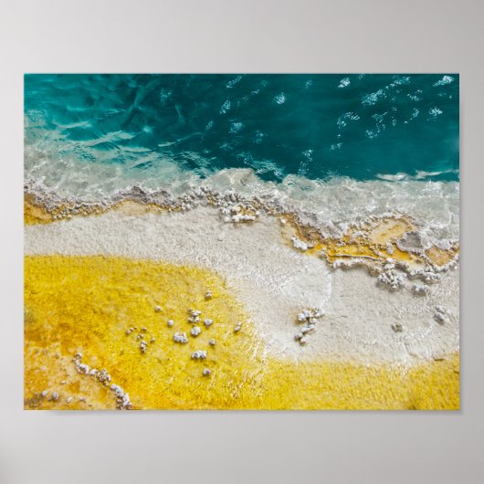 Poster Parc de Yellowstone Abstrait en Turquoise et Jaune (Devant)