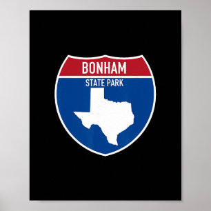 Poster Parc d'État de Bonham Texas Tx Route Vacances Souv
