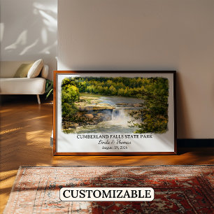 Poster Parc d'État de Cumberland Falls Kentucky, Aquarell
