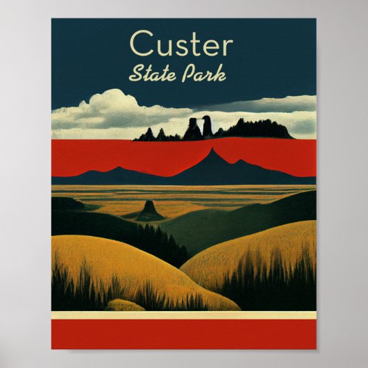 Poster Parc d'état de Custer Minimaliste (Devant)
