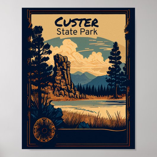 Poster Parc d'état de Custer Vintage (Devant)
