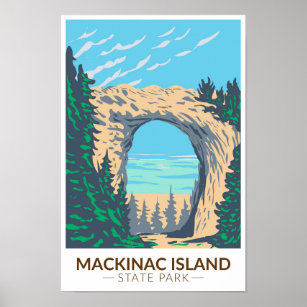 Poster Parc d'état de Mackinac Island Michigan Arch Rock