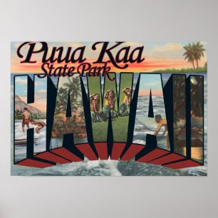 Poster Parc d'état de Puua Kaa, Hawaï - grande scène de