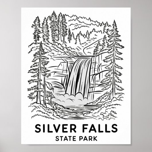 Poster Parc d'État de Silver Falls Oregon Camping de casc (Devant)