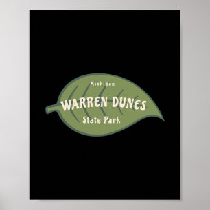 Poster Parc d'État de Warren Dunes Michigan Feuilles d'Au