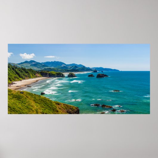 Poster Parc d'État Ecola, Oregon. Panorama de Crescent (Devant)