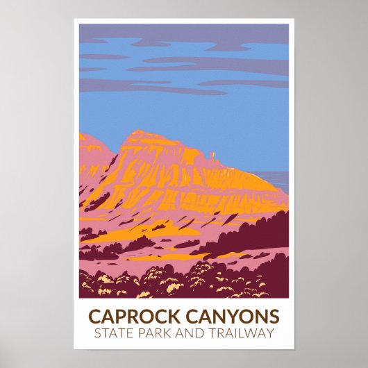 Poster Parc d'État et sentier de Caprock Canyons Texas (Devant)