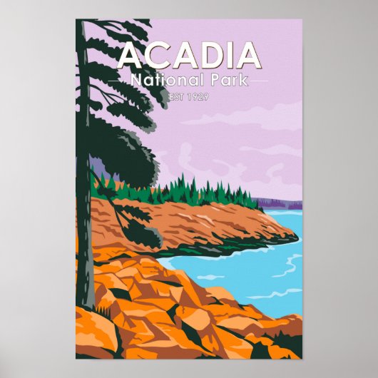Poster Parc national Acadia Bar Port Vintage (Devant)