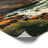 Poster Parc national Acadia Illustration Rétro (Coin)