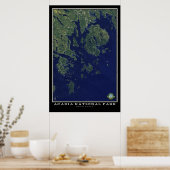 Poster Parc national Acadia Maine Du Satellite Spatial (Cuisine)