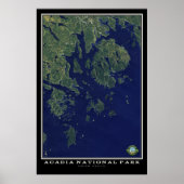Poster Parc national Acadia Maine Du Satellite Spatial (Devant)