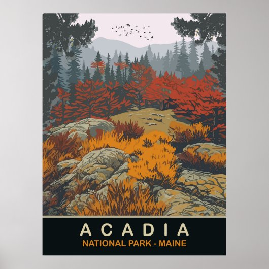 Poster Parc national Acadia, Maine, Voyage (Devant)