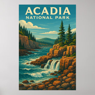 Poster Parc national Acadia, Vintage
