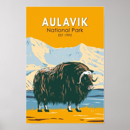 Poster Parc national Aulavik Vintage Muskox Canada (Devant)