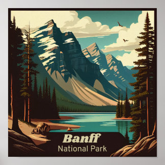 Poster Parc national Banff Carré Vintage