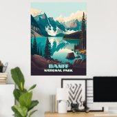 Poster Parc national Banff Moraine Lac Retro (Bureau à domicile)