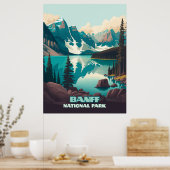 Poster Parc national Banff Moraine Lac Retro (Cuisine)