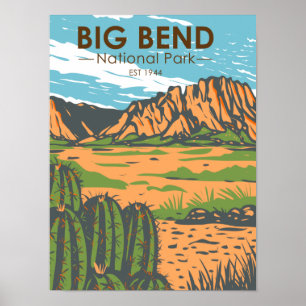 Poster Parc national Big Bend Chihuahuan Désert Vintage