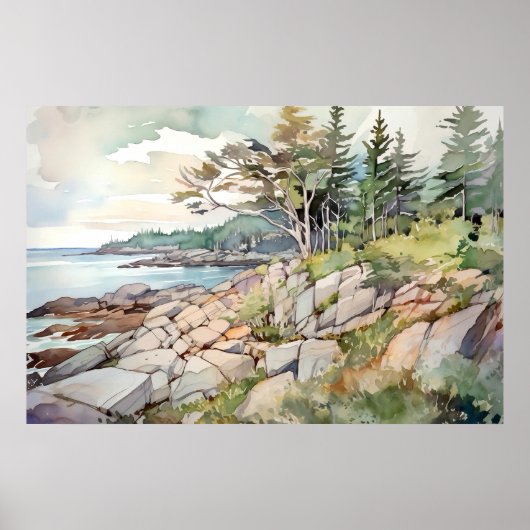 Poster Parc national d'Acadia aquarelle (Devant)