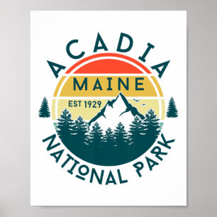 Poster Parc national d'Acadia Maine Randonnée Nature Plei