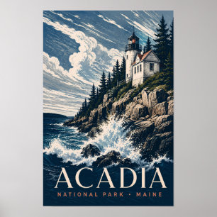 Poster Parc national d'Acadia Maine Voyage en bois modern