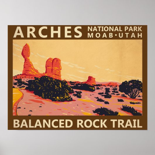 Poster Parc national d'Arches Utah Sentier de Balanced Ro (Devant)