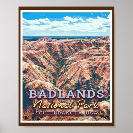 POSTER PARC NATIONAL DE BADLANDS - DAKOTA SUD USA (Devant)