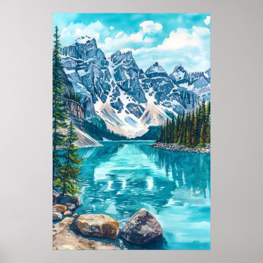 Poster Parc national de Banff aquarelle 2 (Devant)
