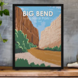 Poster Parc national de Big Bend Rio Grande Vintage<br><div class="desc">Grande conception vectorielle vintage de pliage. Le parc national Big Bend est situé dans le sud-ouest du Texas et comprend toute la chaîne de montagnes du Chisos et une grande partie du désert du Chihuahuan.</div>