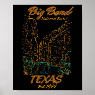 Poster Parc national de Big Bend Texas Camping Randonnée