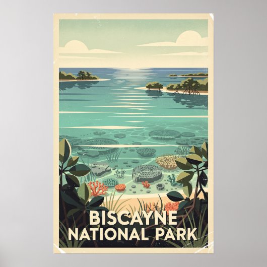 Poster Parc national de Biscayne Rétro (Devant)