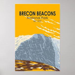 Poster Parc national de Brecon Beacons au Pays de Galles 