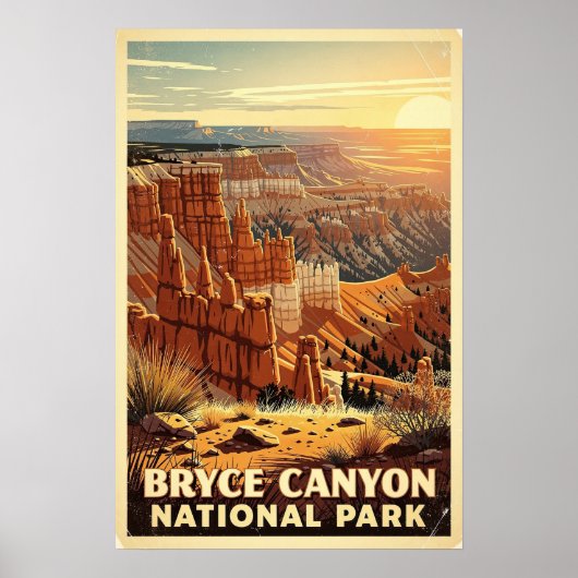 Poster Parc national de Bryce Canyon Rétro (Devant)