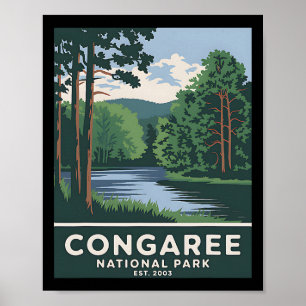 Poster Parc national de Congaree Camping randonnée vintag