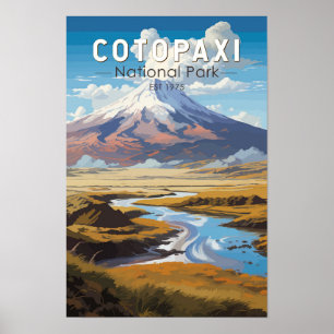 Poster Parc national de Cotopaxi Équateur Voyage Art Vint