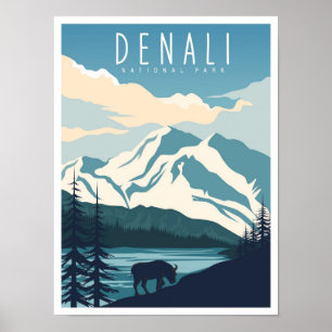 Poster Parc national de Denali Alaska USA Voyage