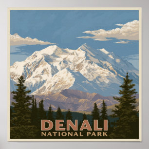Poster Parc national de Denali, majestueuse montagne en A