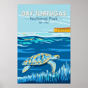 Poster Parc national de Dry Tortugas Tortue Vintage